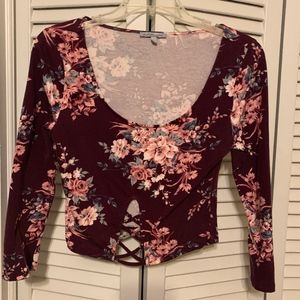 Floral crop long sleeve top